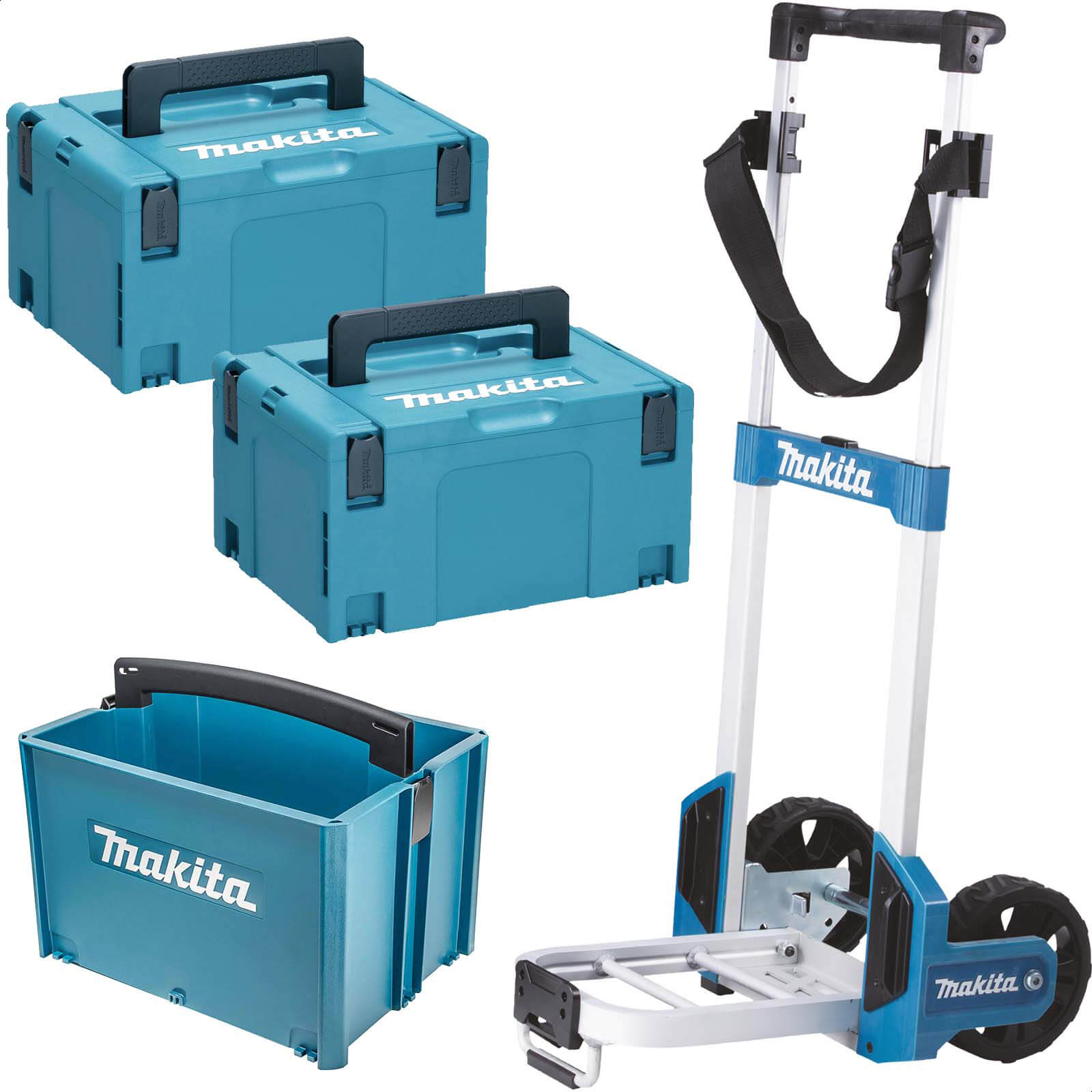 Makita 2 Piece 821551-8 MakPac Connector Stackable Power Tool Case Set, Case Trolley and Tote