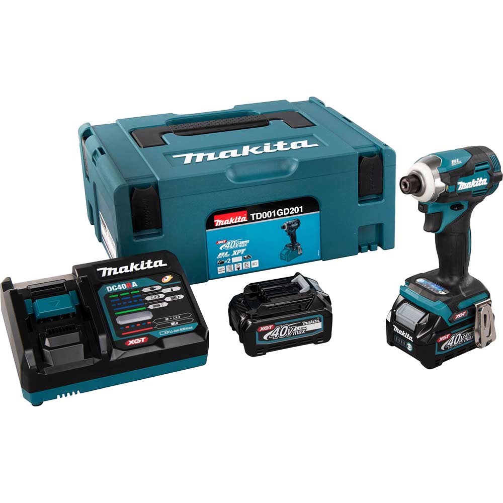 Image of Makita TD001G 40v Max XGT Cordless Brushless Impact Driver 2 x 2.5ah Li-ion Charger Case