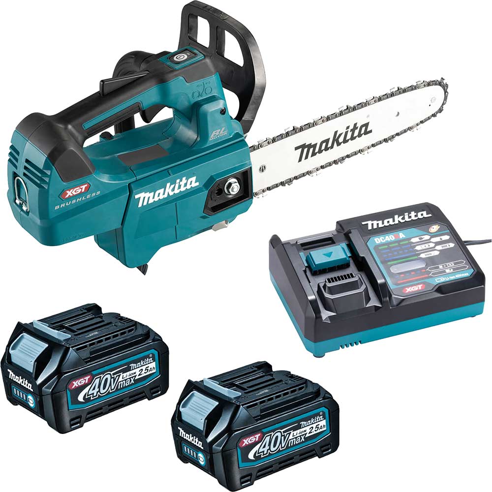 Image of Makita UC003G 40v Max XGT Cordless Brushless Top Handle Chainsaw 300mm 2 x 2.5ah Li-ion Charger