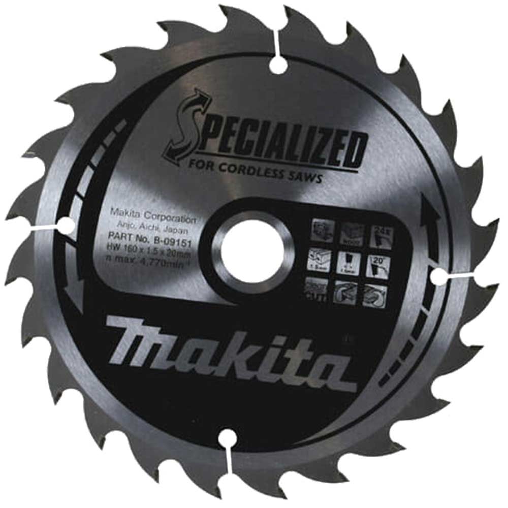 Makita SPECIALIZED Cordless Wood Cutting Saw Blade 165mm 60T 20mm