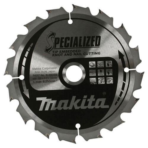 Photo of Makita Specialized Knot And Nail Cutting Saw Blade 185mm 16t 15.8mm