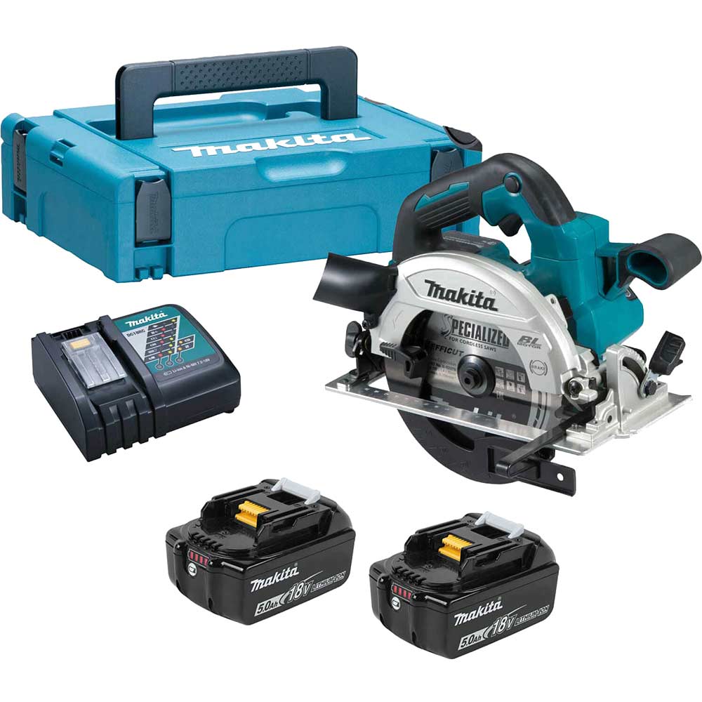 Image of Makita DHS660 18v LXT Cordless Brushless Circular Saw 165mm 2 x 5ah Li-ion Charger Case