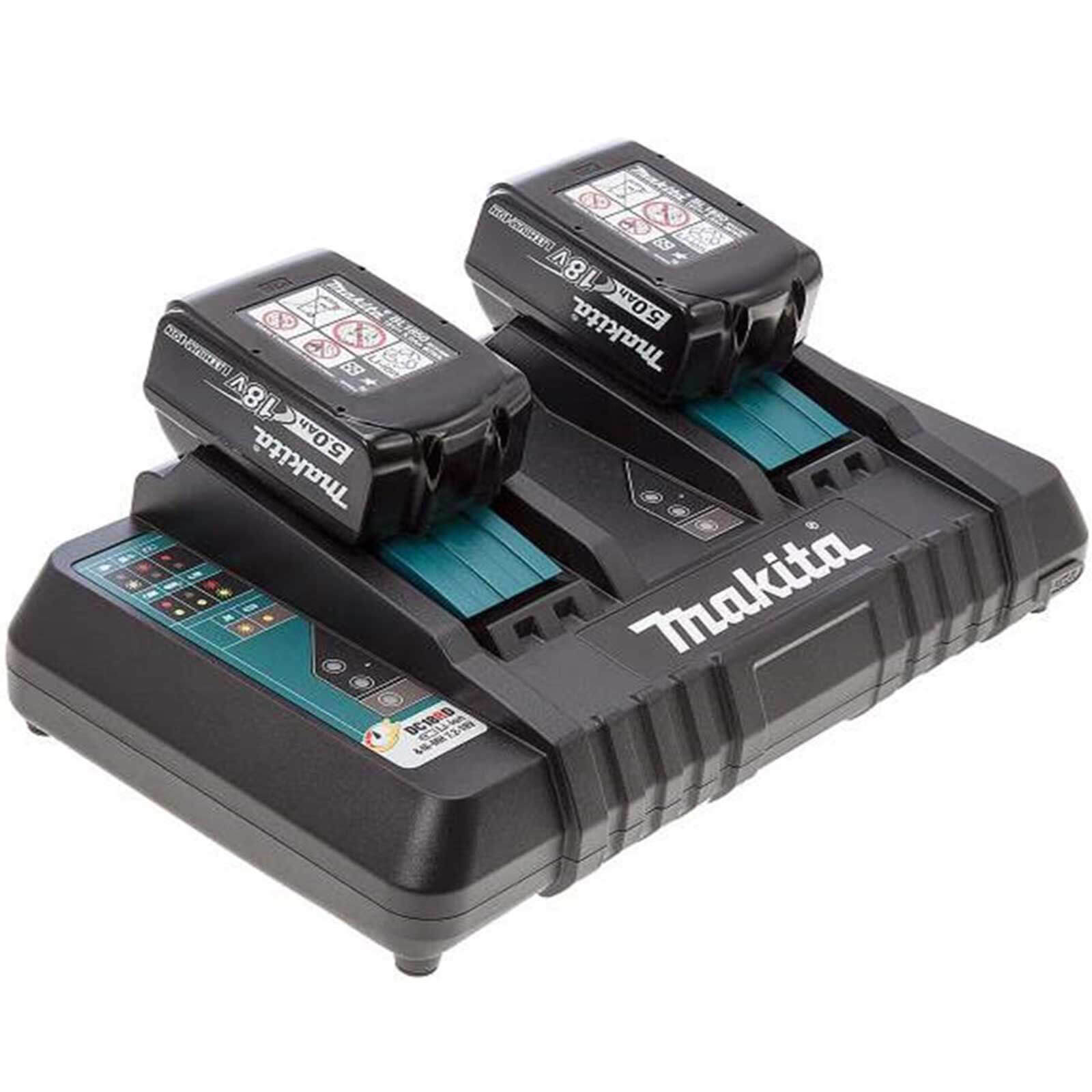 Makita 18v Twin Charger & 2 Li-ion Batteries 5 Amp