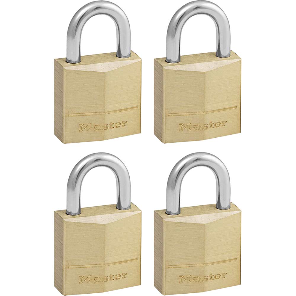 Photo of Masterlock Solid Brass Padlock Pack Of 4 Keyed Alike 20mm Standard