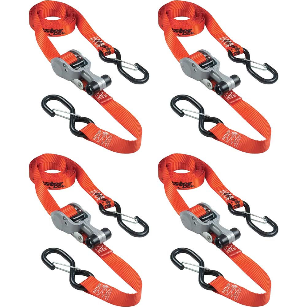 Image of Masterlock Ratchet Tiedown Snap Hook Straps Pack of 4