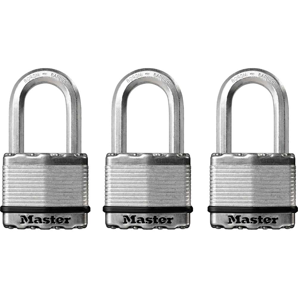 Photo of Masterlock Excell Laminated Steel Padlock Pack Of 3 Keyed Alike 50mm Standard