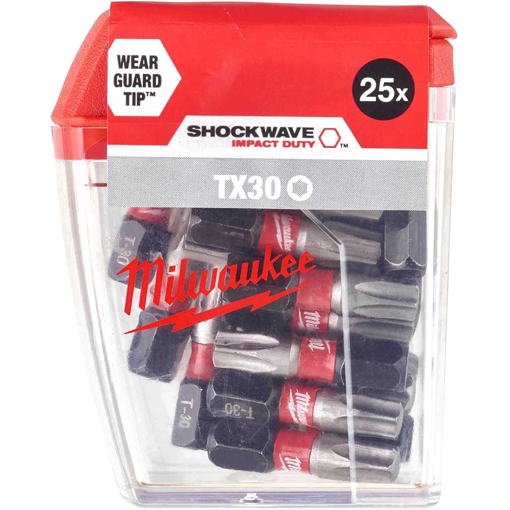 Image of Milwaukee Shockwave Impact Duty Torx Screwdriver Bits TX30 25mm Pack of 25