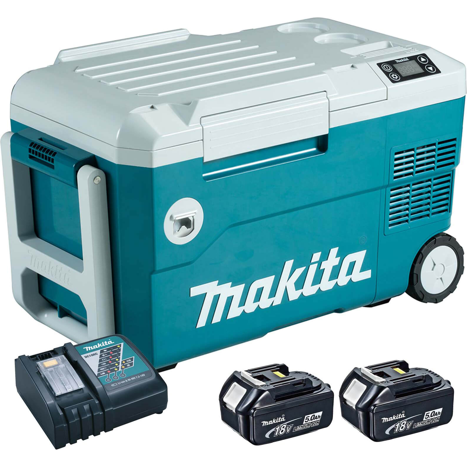 Makita DCW180 18v LXT Cordless Drinks Cooler and Warmer Box 2 x 5ah Li-ion Charger No Case
