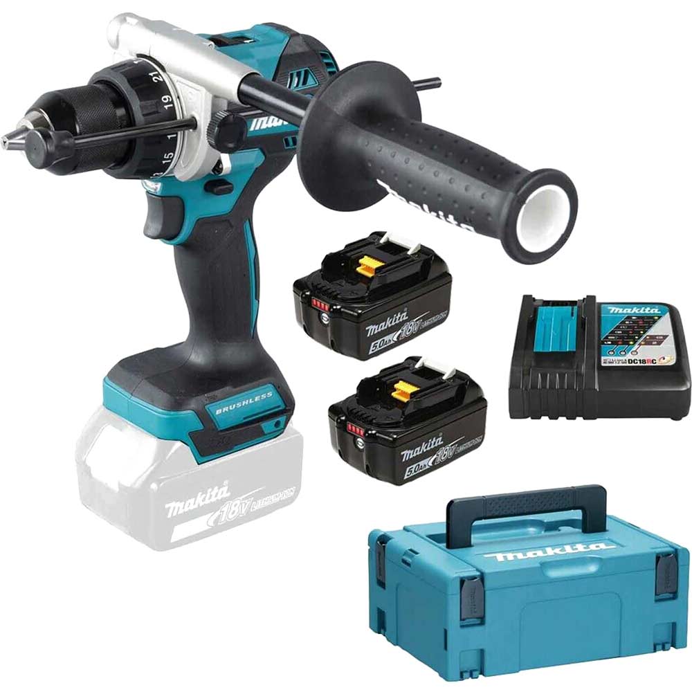Photo of Makita Dhp486 18v Lxt Cordless Brushless Combi Drill 2 X 5ah Li-ion Charger Case