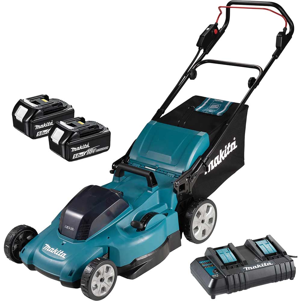 Makita DLM538 Twin 18v LXT Cordless Lawnmower 530mm 2 x 5ah Li-ion Charger