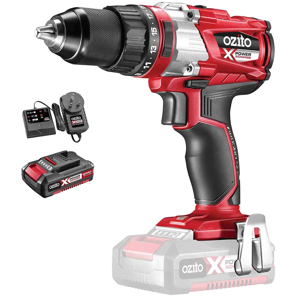 Image of Ozito PXBHS 18v Cordless Brushless Combi Drill 1 x 2ah Li-ion Charger No Case
