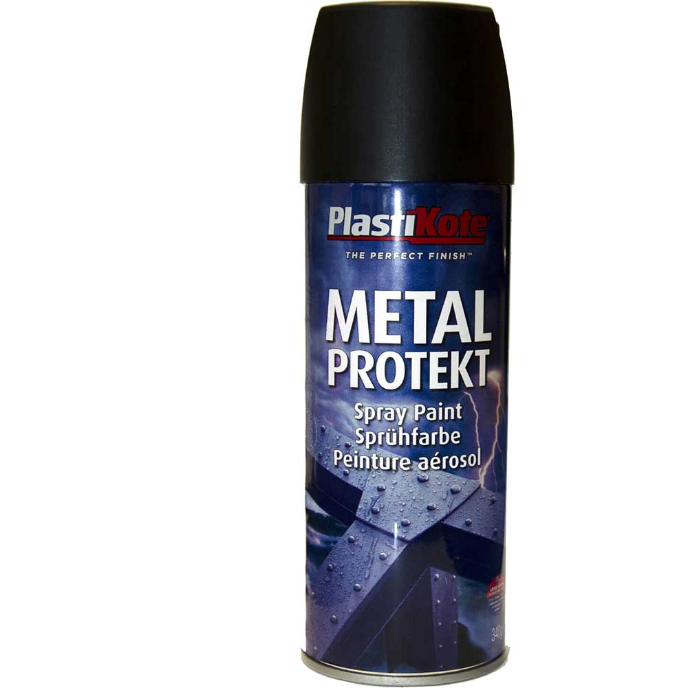 Image of Plastikote Metal Protekt Aerosol Spray Paint Matt Black 400ml