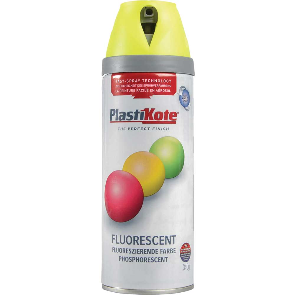 Image of Plastikote Twist and Spray Fluorescent Aerosol Spray Paint Yellow 400ml