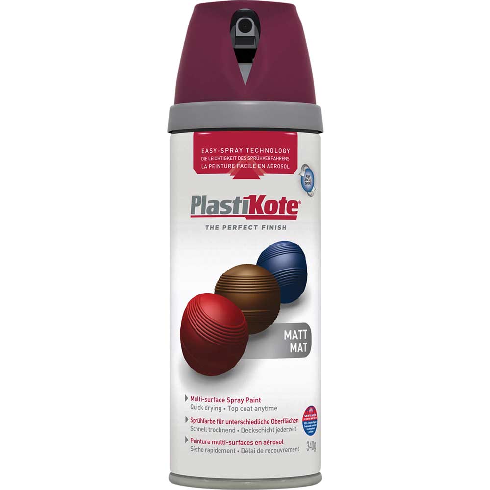 Image of Plastikote Premium Matt Aerosol Spray Paint Black Plum 400ml