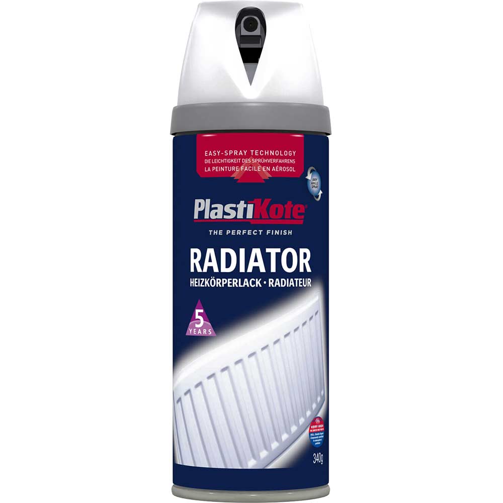 Image of Plastikote Radiator Aerosol Spray Paint Satin White 400ml