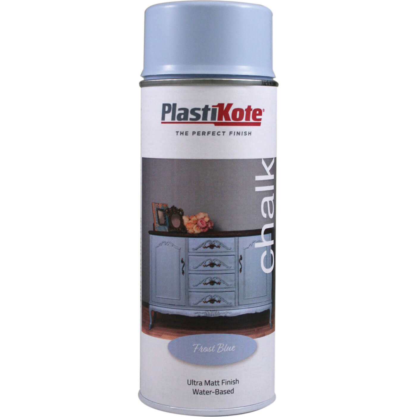 Click to view product details and reviews for Plasti Kote Chalk Finish Spray Frost Blue 400ml.