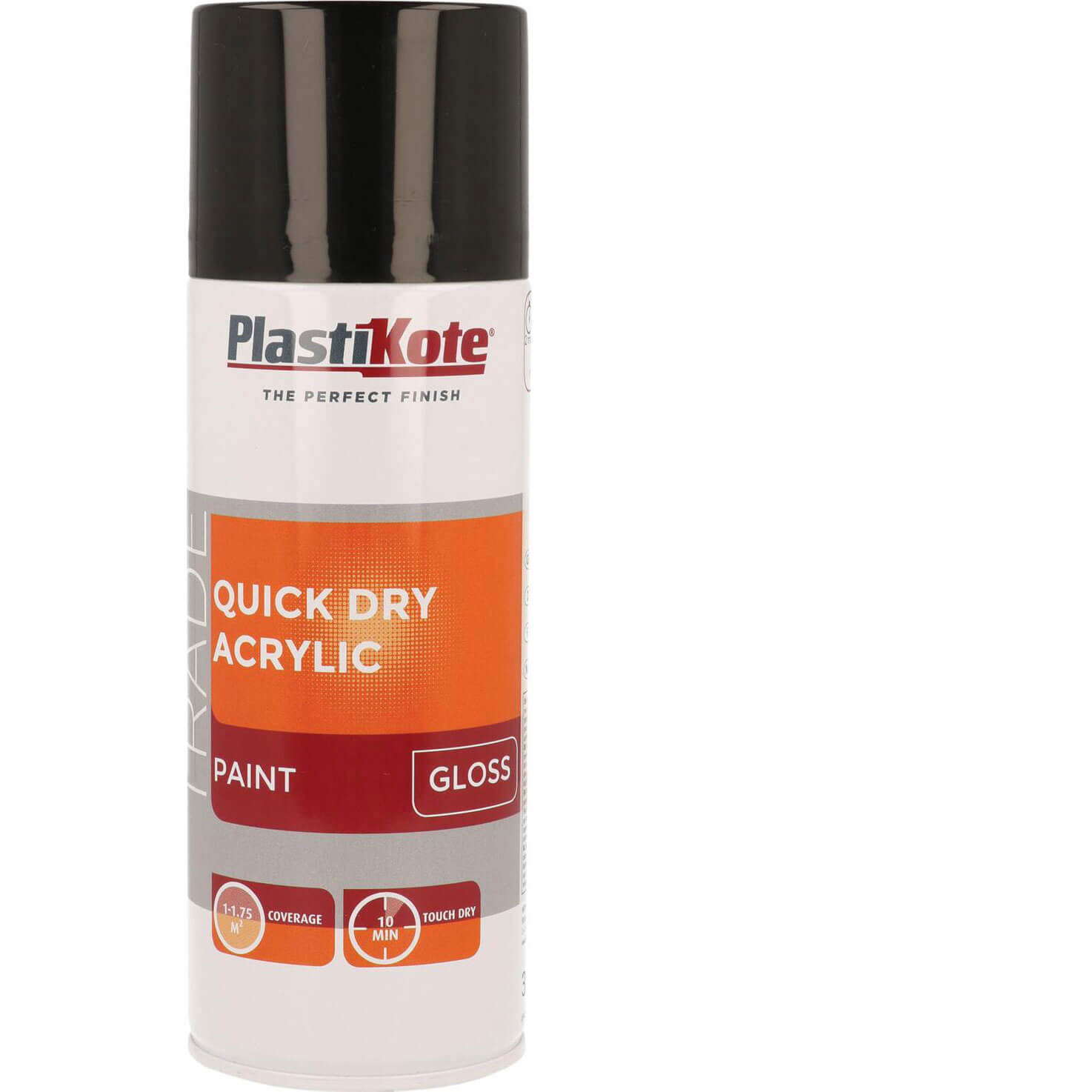 Plastikote Trade Quick Dry Acrylic Spray Paint Gloss Black 400ml