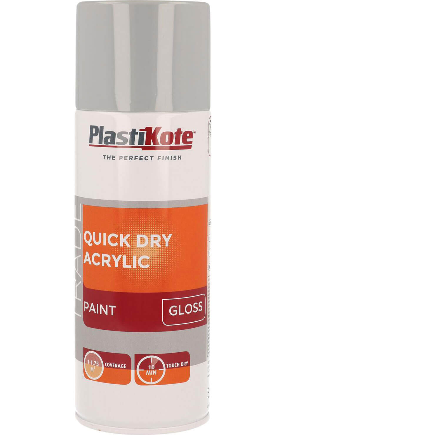 Plastikote Trade Quick Dry Acrylic Spray Paint Gloss Grey 400ml