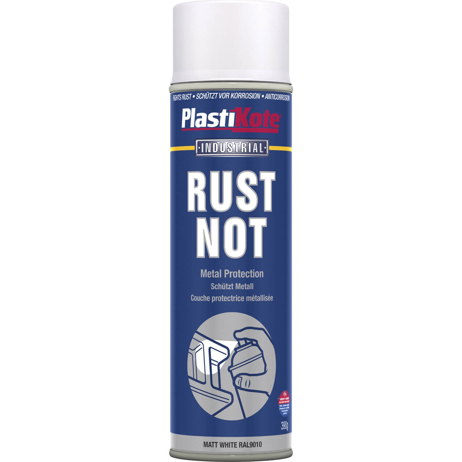 Image of Plastikote Rust Not Aerosol Spray Paint Matt White 500ml