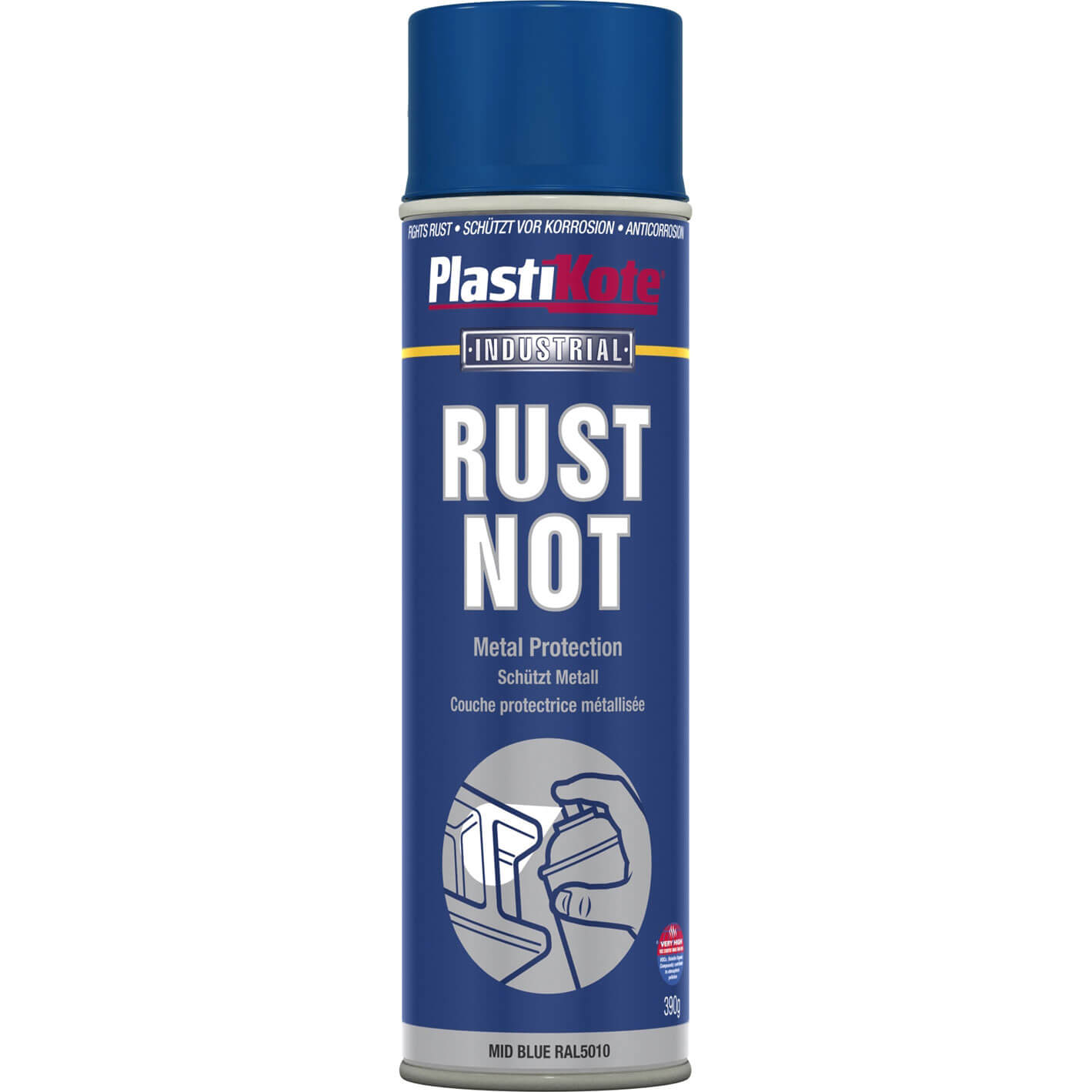 Image of Plastikote Rust Not Aerosol Spray Paint Mid Blue 500ml