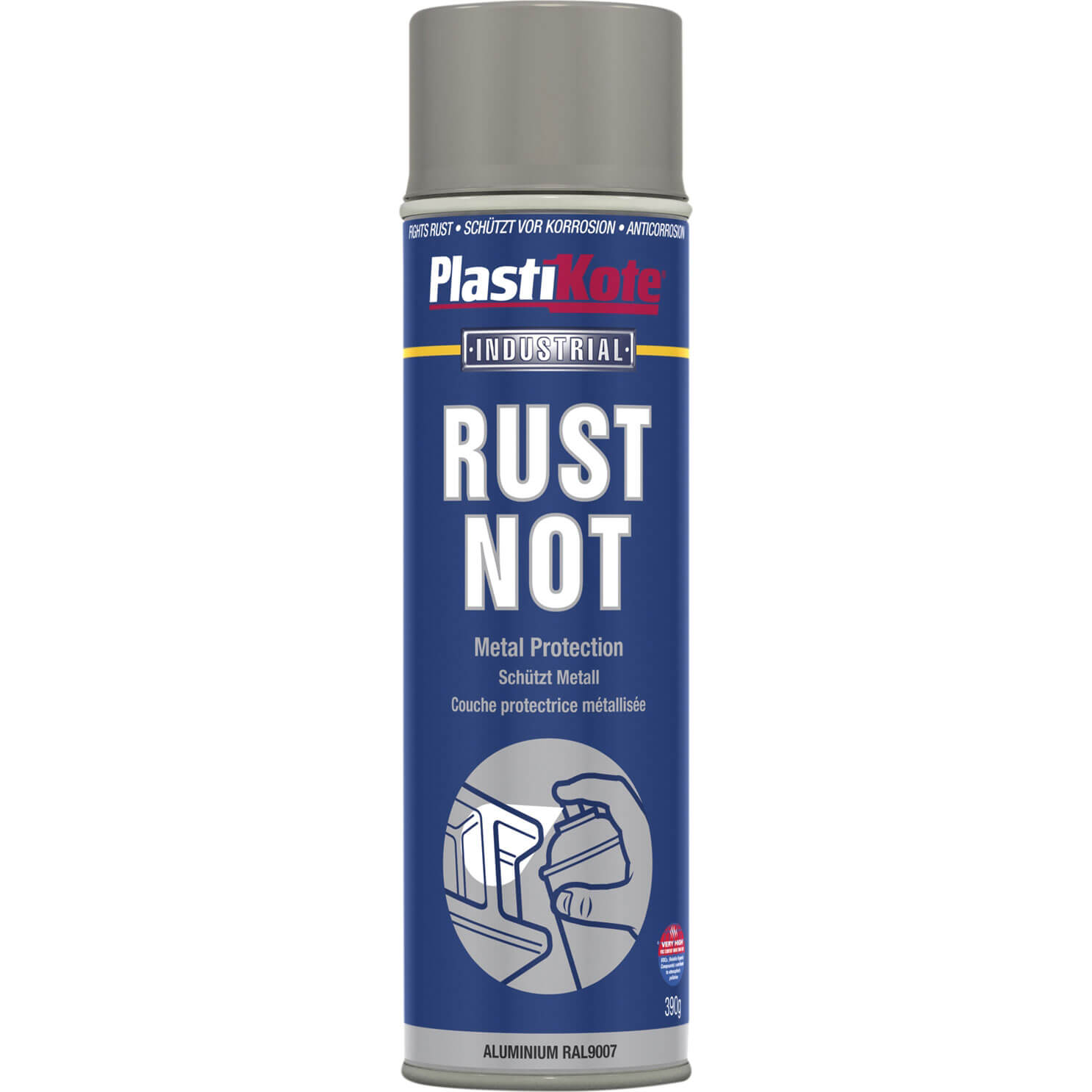 Image of Plastikote Rust Not Aerosol Spray Paint Aluminium 500ml