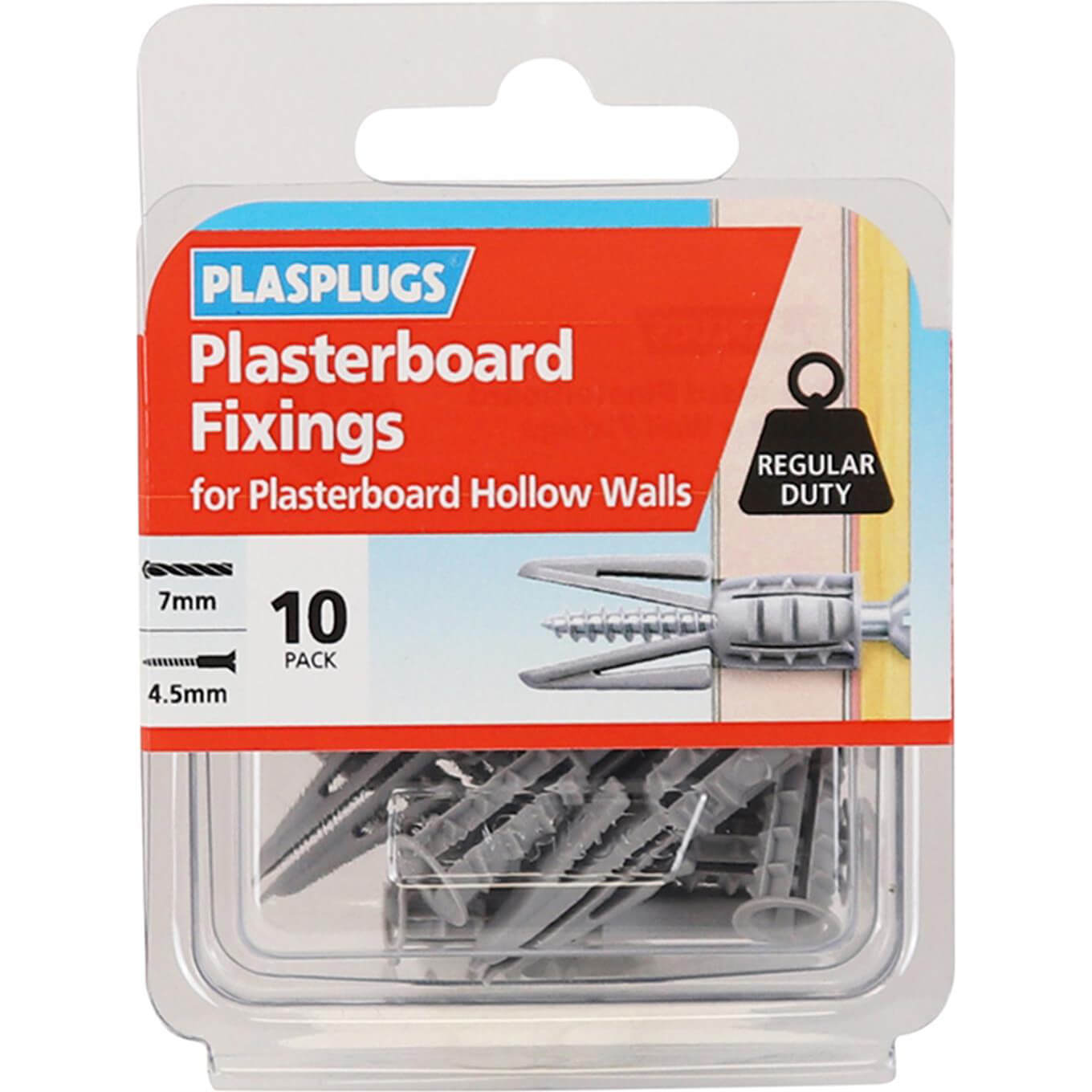 Image of Plasplugs Plasterboard Hollow Wall Fixings Pack of 10