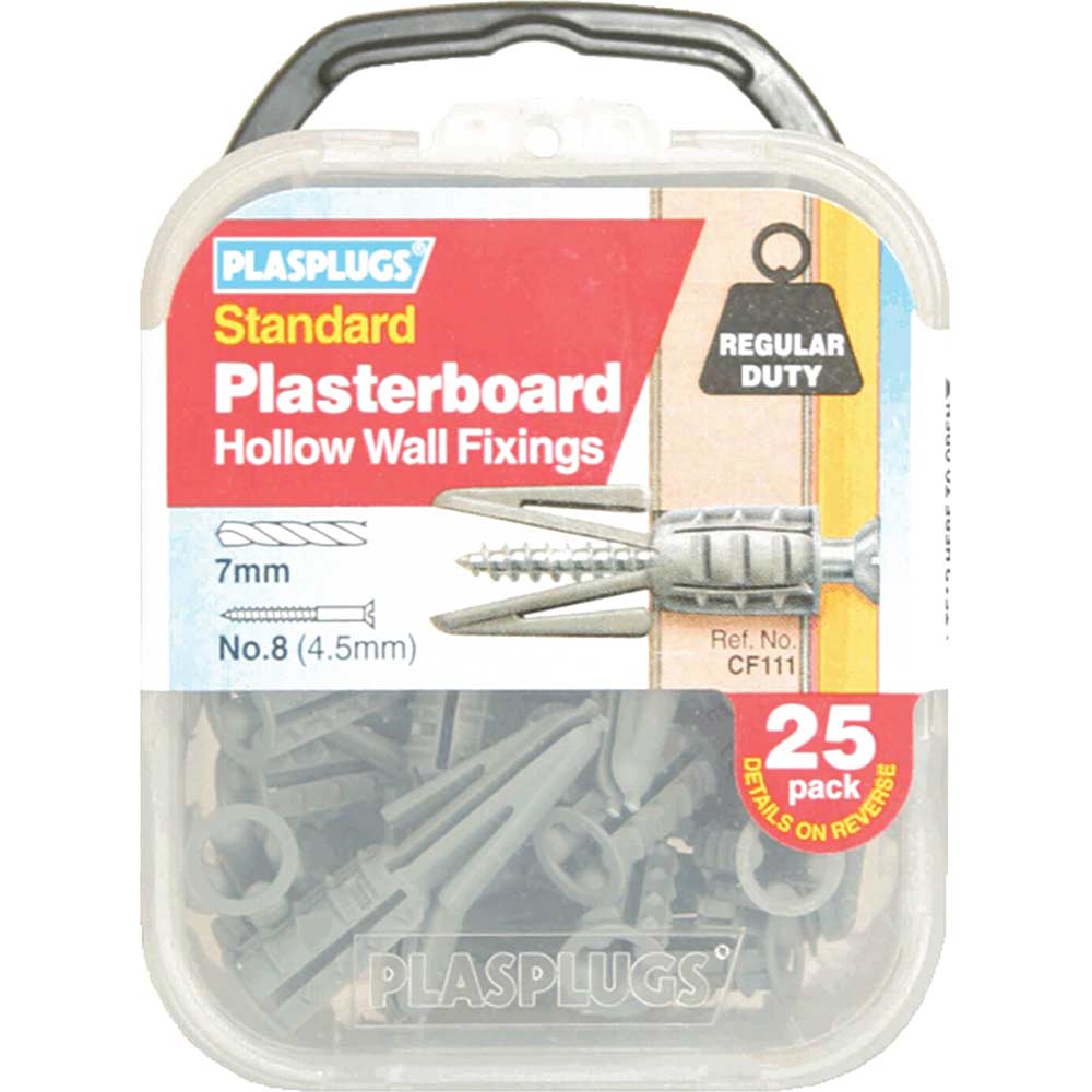 Image of Plasplugs Plasterboard Hollow Wall Fixings Pack of 25