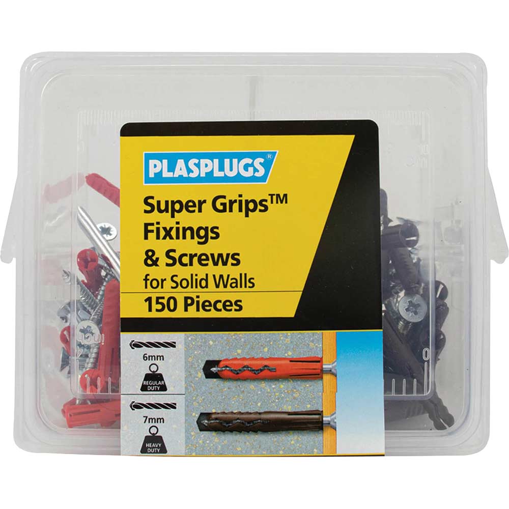 Photo of Plasplugs 150 Piece Super Grips Fixings And Screws Kit For Solid Walls