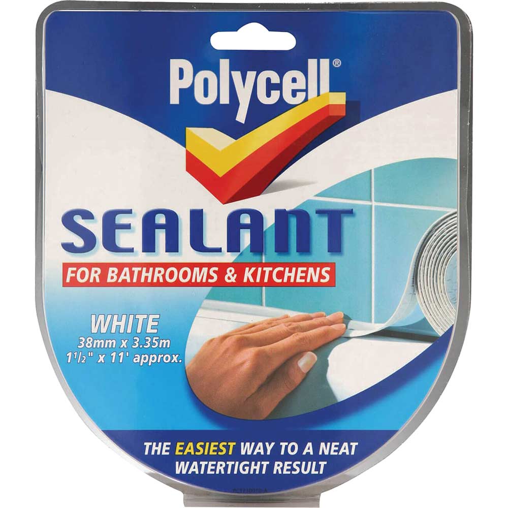 Image of Polycell White Sealant Strip for Bathroom and Kitchen 41mm