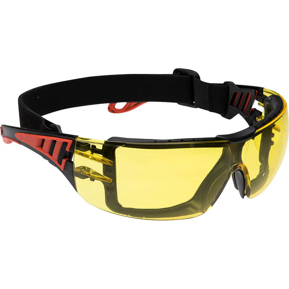 Portwest Tech Look Plus Safety Goggles Red Amber