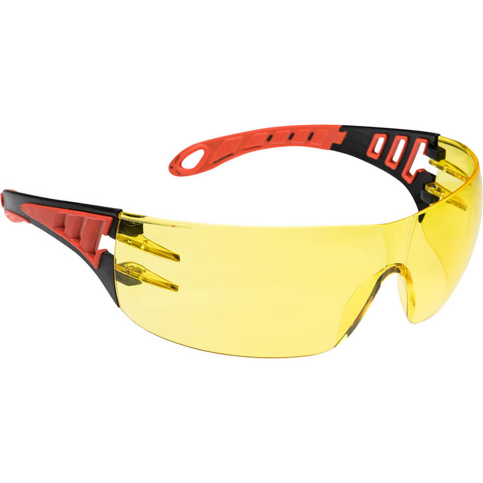 Image of Portwest Tech Look Safety Glasses Red Amber