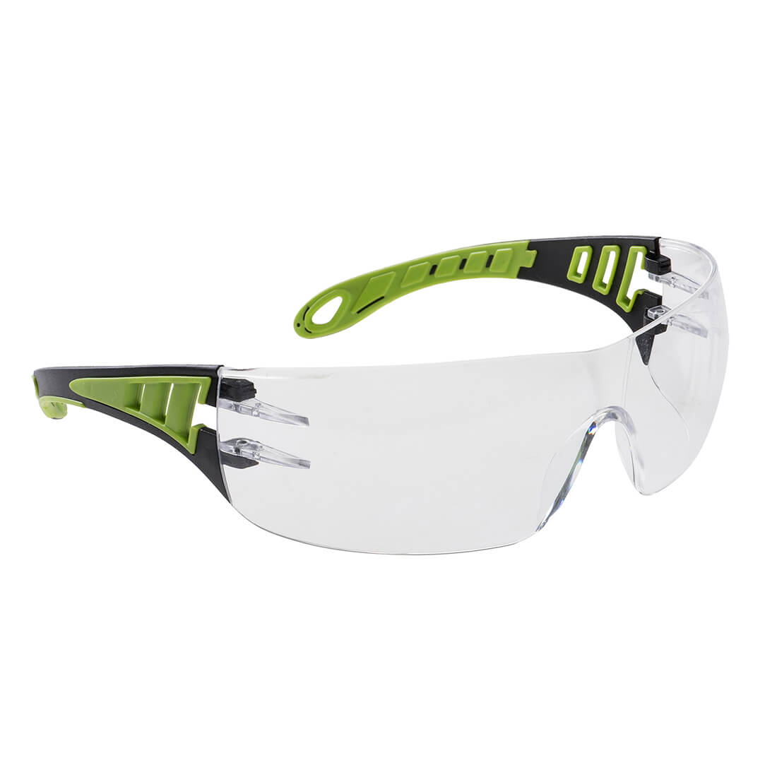 Image of Portwest Tech Look Safety Glasses Green Clear