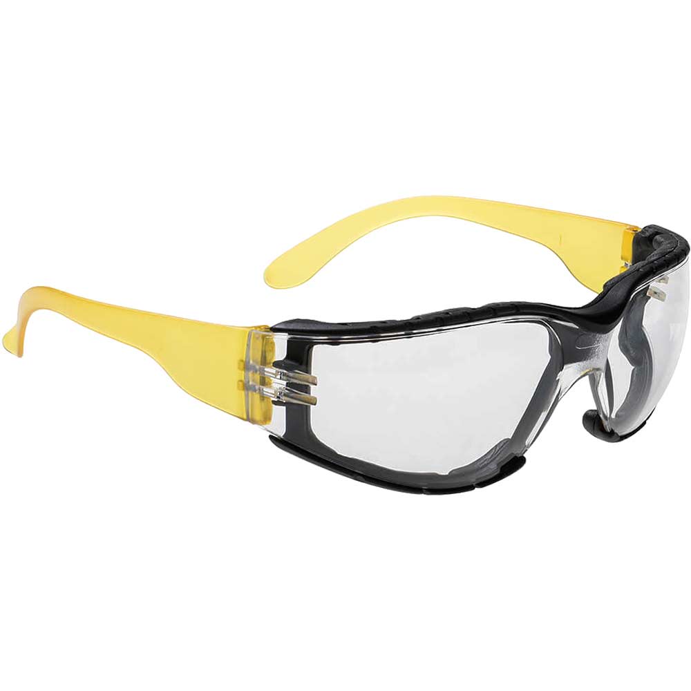 Portwest Wrap Around Plus Safety Glasses Yellow Clear