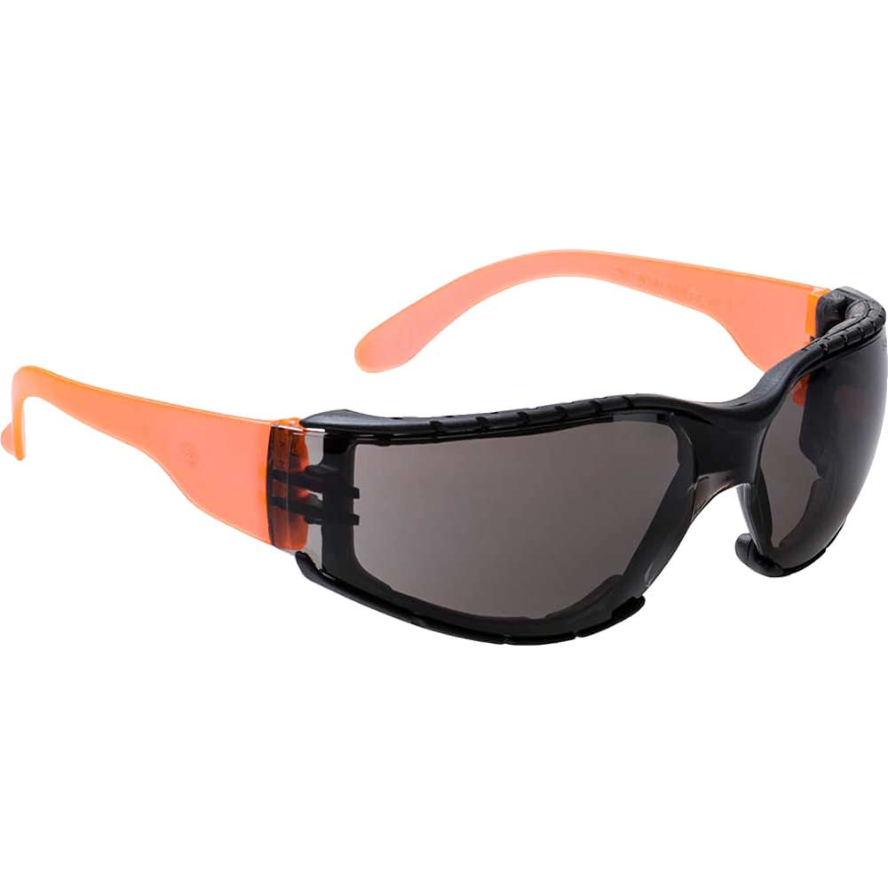 Image of Portwest Wrap Around Plus Safety Glasses Peach Smoke