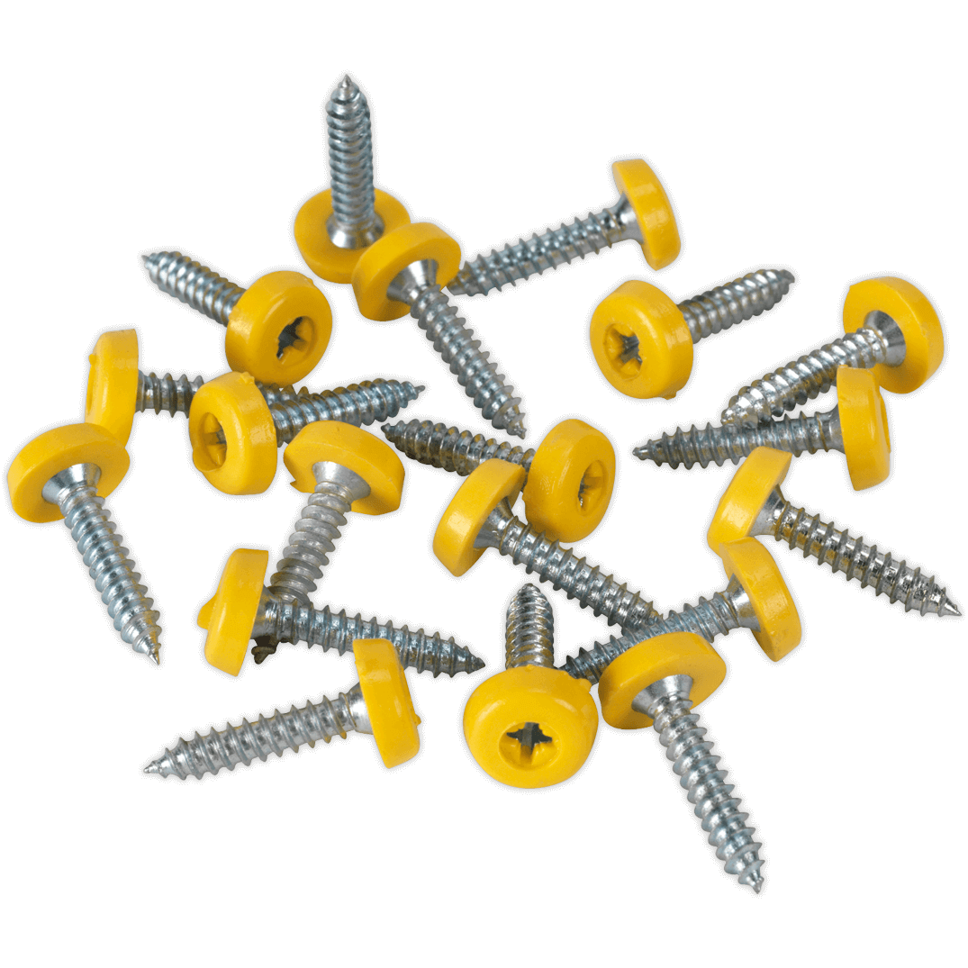 Sealey Yellow Plastic Enclosed Head Number Plate Screws 4.8mm 24mm Pack of 50