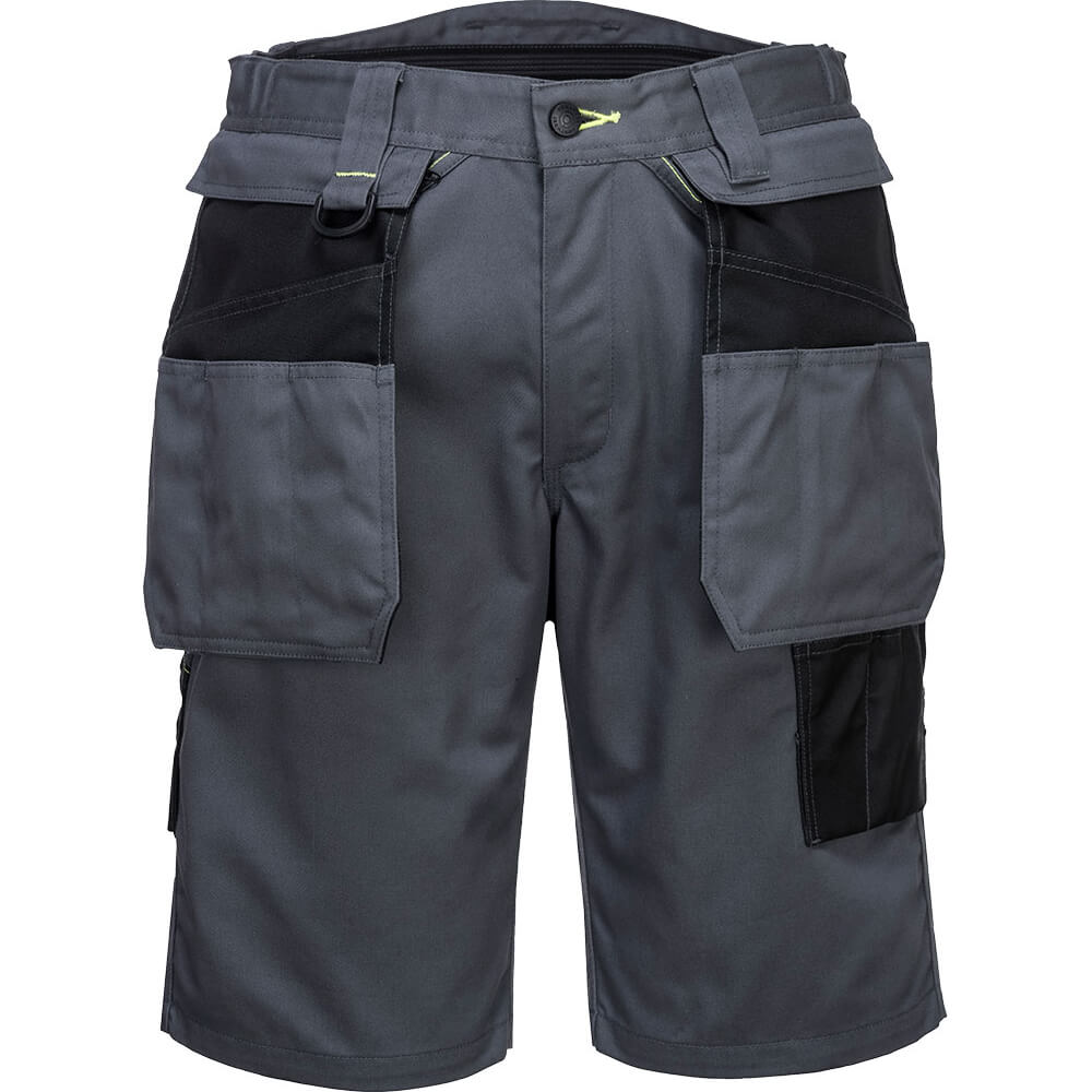 Image of Portwest PW3 Mens Holster Work Shorts Grey / Black 33"