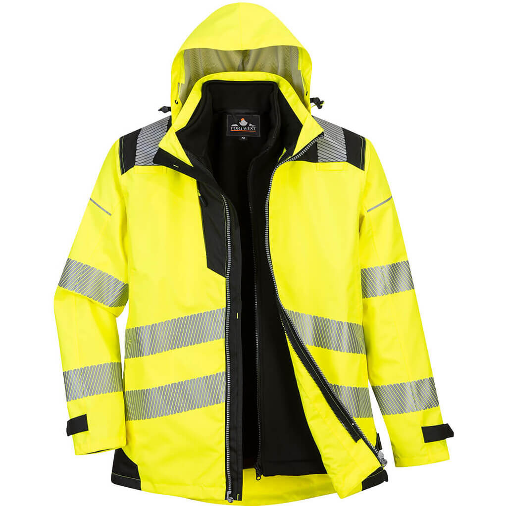 Image of Oxford Weave 300D PW3 3 in 1 Class 3 Hi Vis Jacket Yellow / Black L