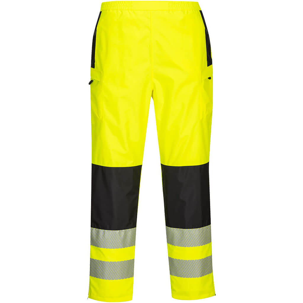 Image of Oxford Weave 300D Class 2 PW3 Hi Vis Womens Waterproof Rain Trousers Yellow / Black L 31"