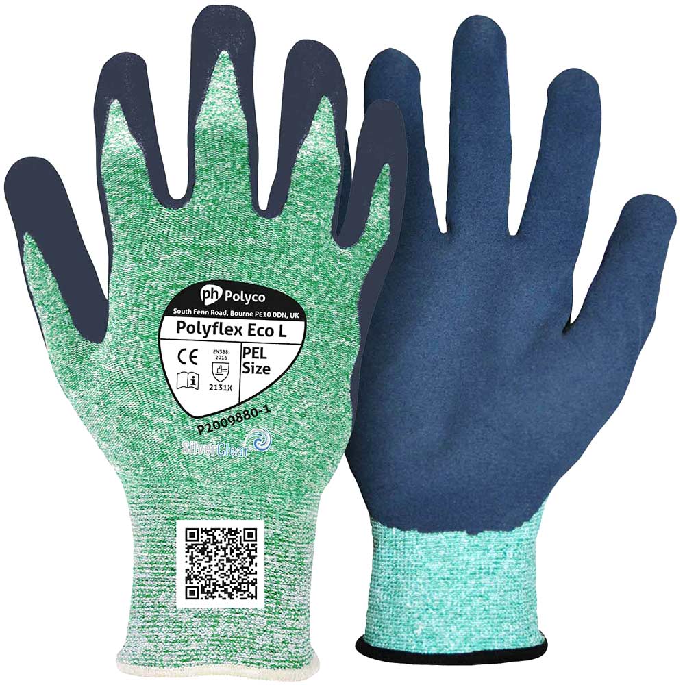 Photo of Polyco Pel Polyflex Eco L Latex Coated Gloves L