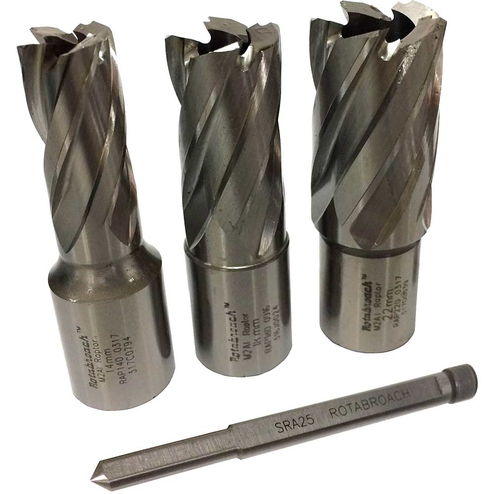 Photo of Rotabroach 3 Piece Raptor Mag Drill Hole Cutter Set And Pilot