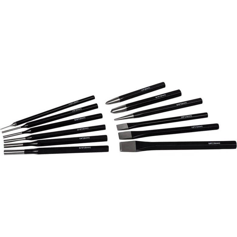 Image of Roughneck 12 Piece Cold Chisel and Punch Set Metric