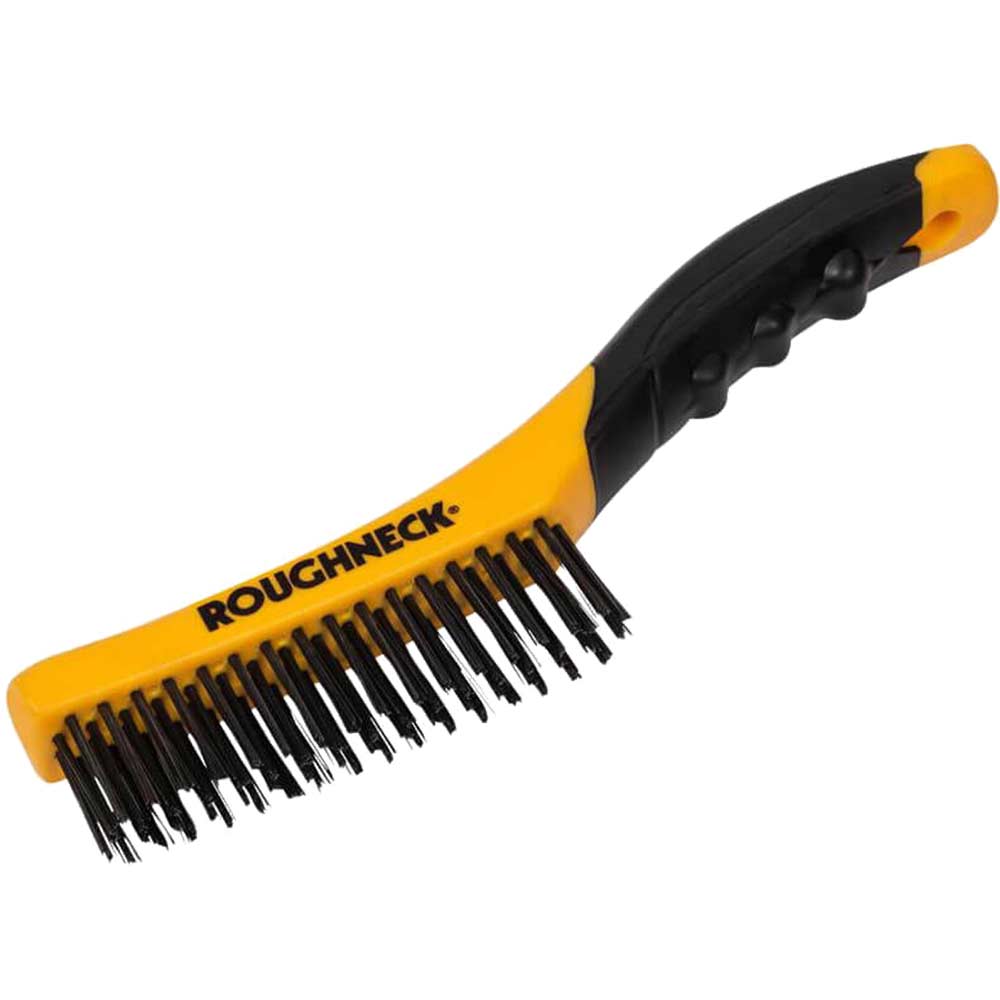 Image of Roughneck Shoe Handle Soft Grip Wire Brush 4 Rows