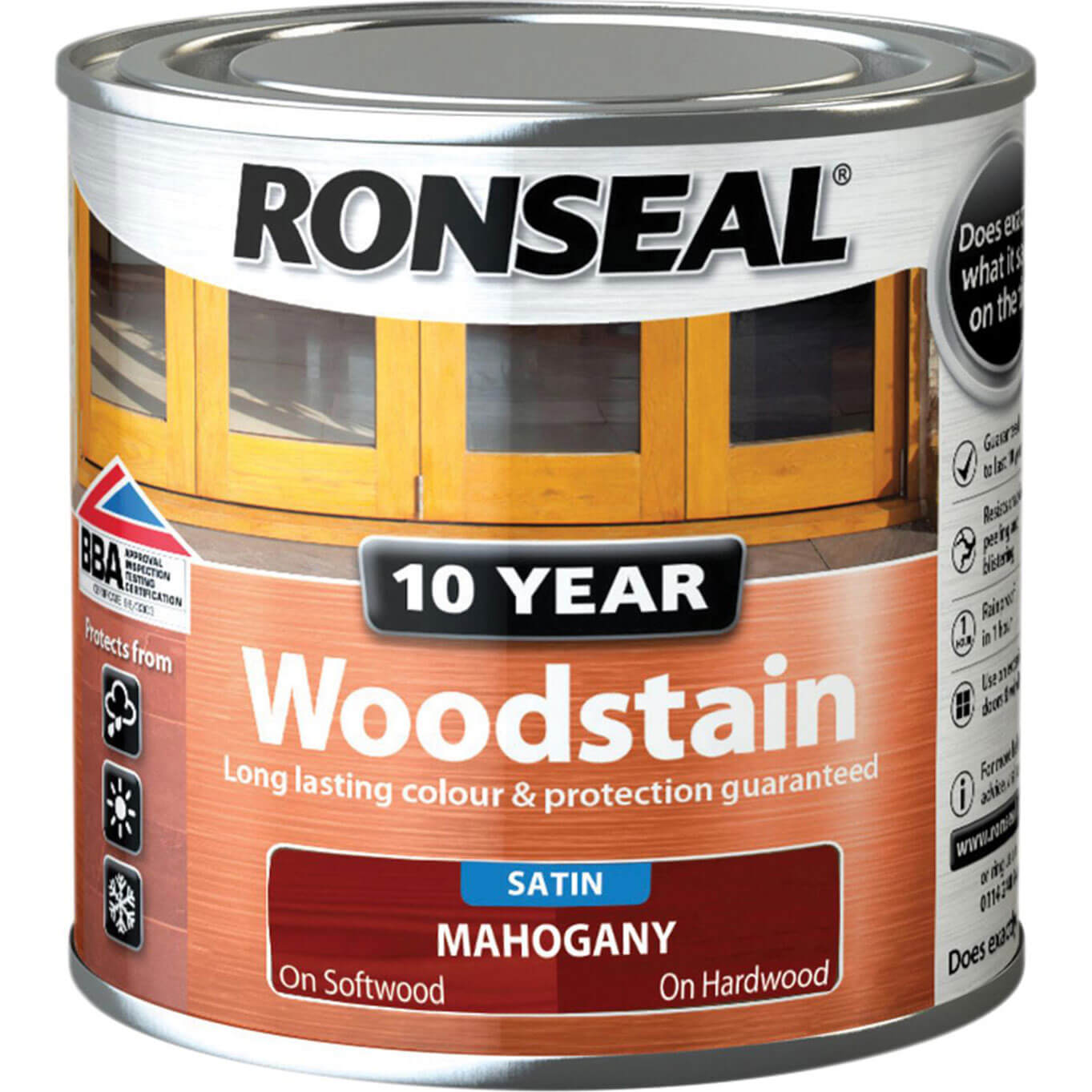 Click to view product details and reviews for Ronseal 10 Year Wood Stain Mahogany 250ml.