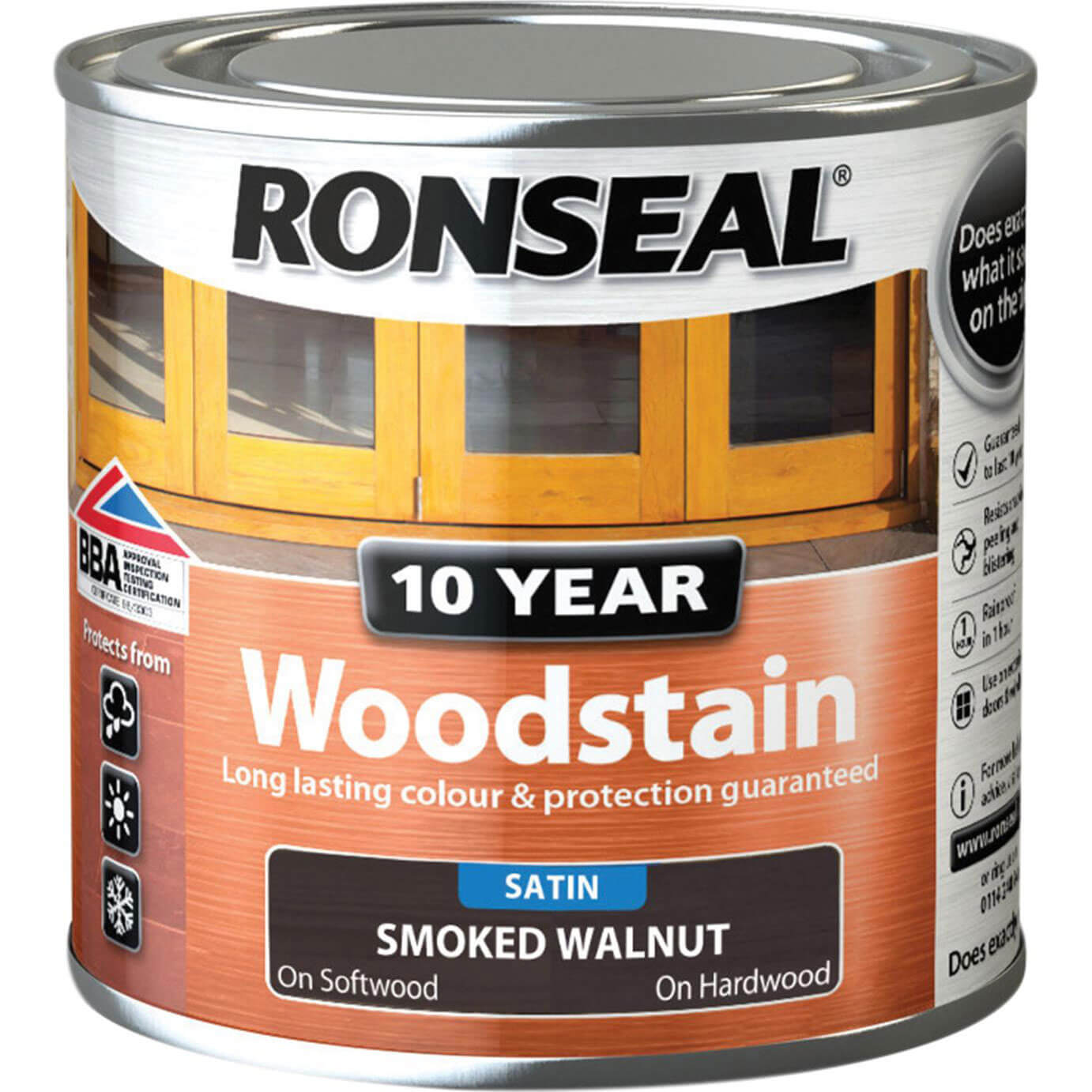 Click to view product details and reviews for Ronseal 10 Year Wood Stain Smoked Walnut 250ml.