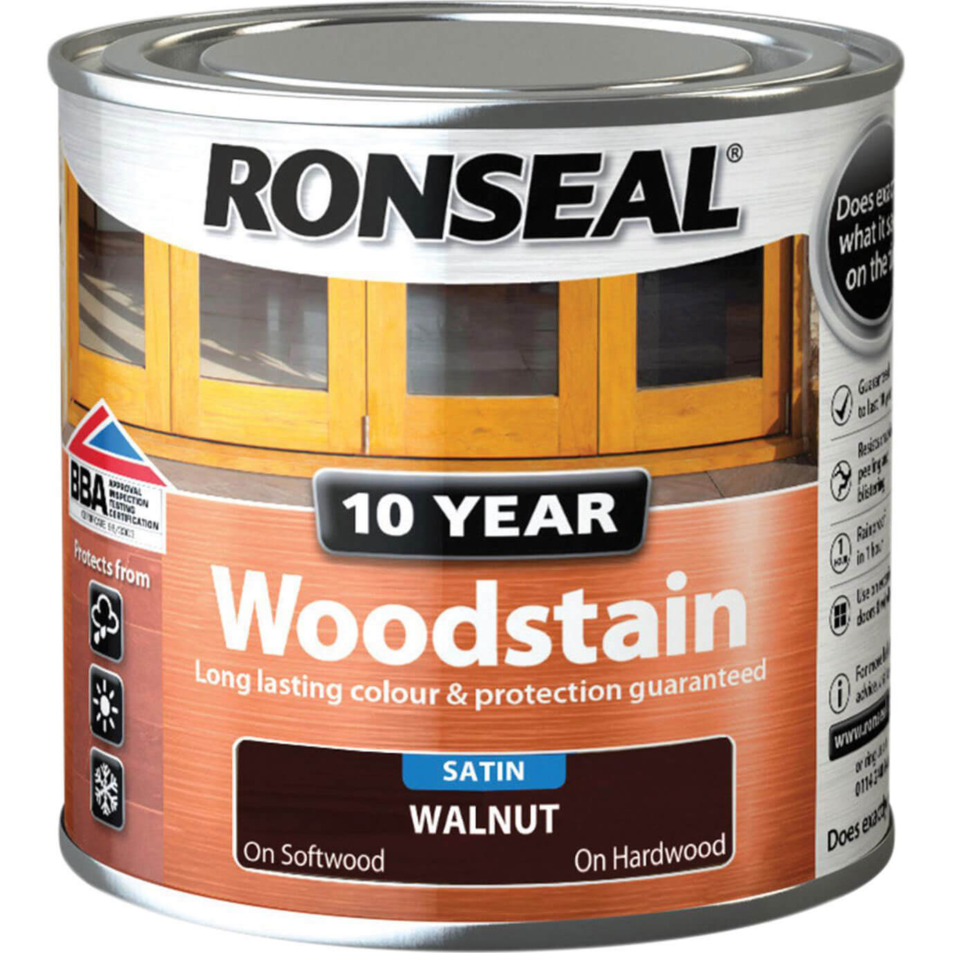 Click to view product details and reviews for Ronseal 10 Year Wood Stain Walnut 250ml.