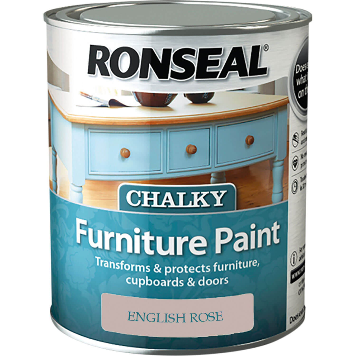 Image of Ronseal Chalky Furniture Paint English Rose 750ml
