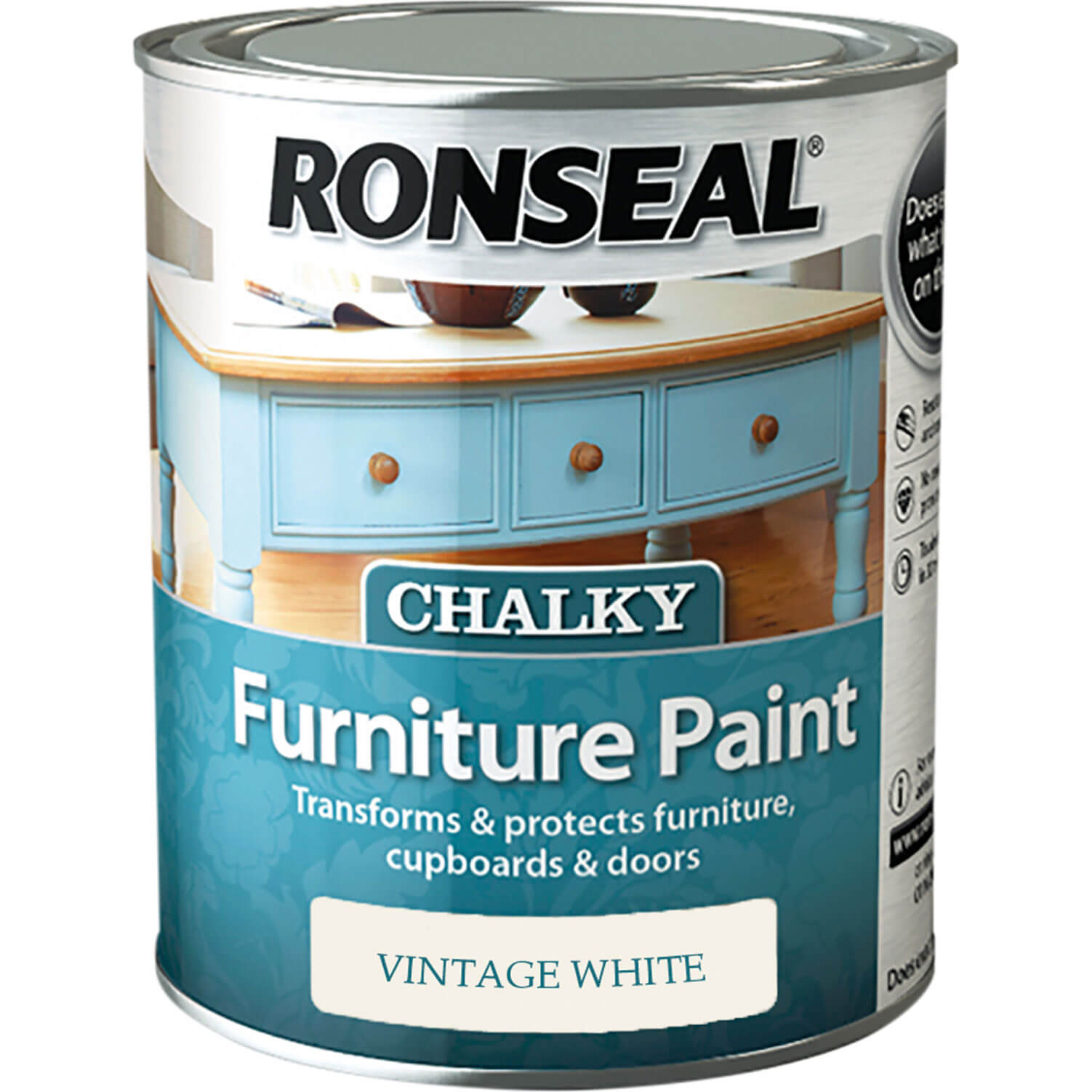 Image of Ronseal Chalky Furniture Paint Vintage White 750ml
