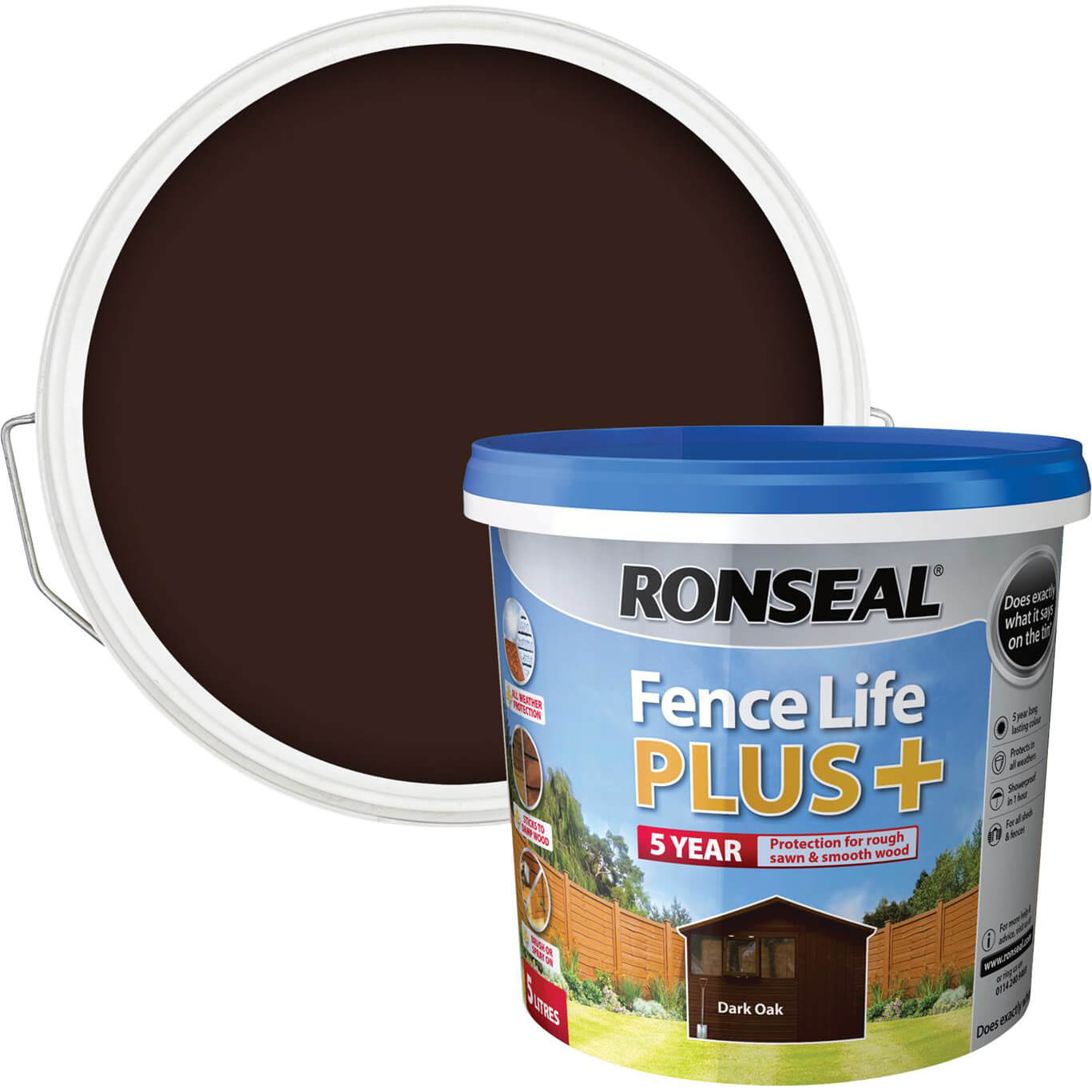 Ronseal Fence Life Plus Dark Oak 5l