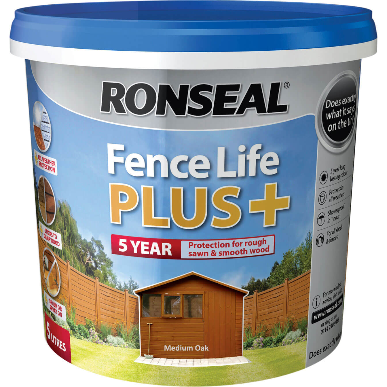 Ronseal Fence Life Plus Medium Oak 5l