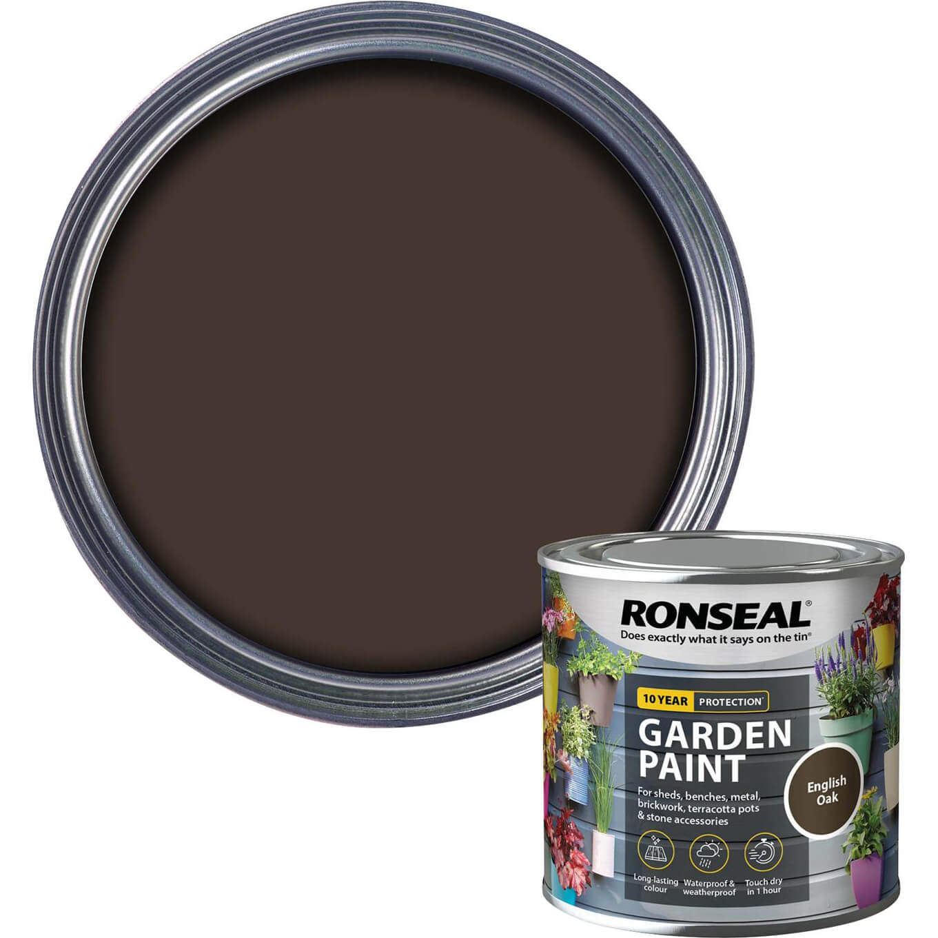 Photo of Ronseal General Purpose Garden Paint English Oak 250ml